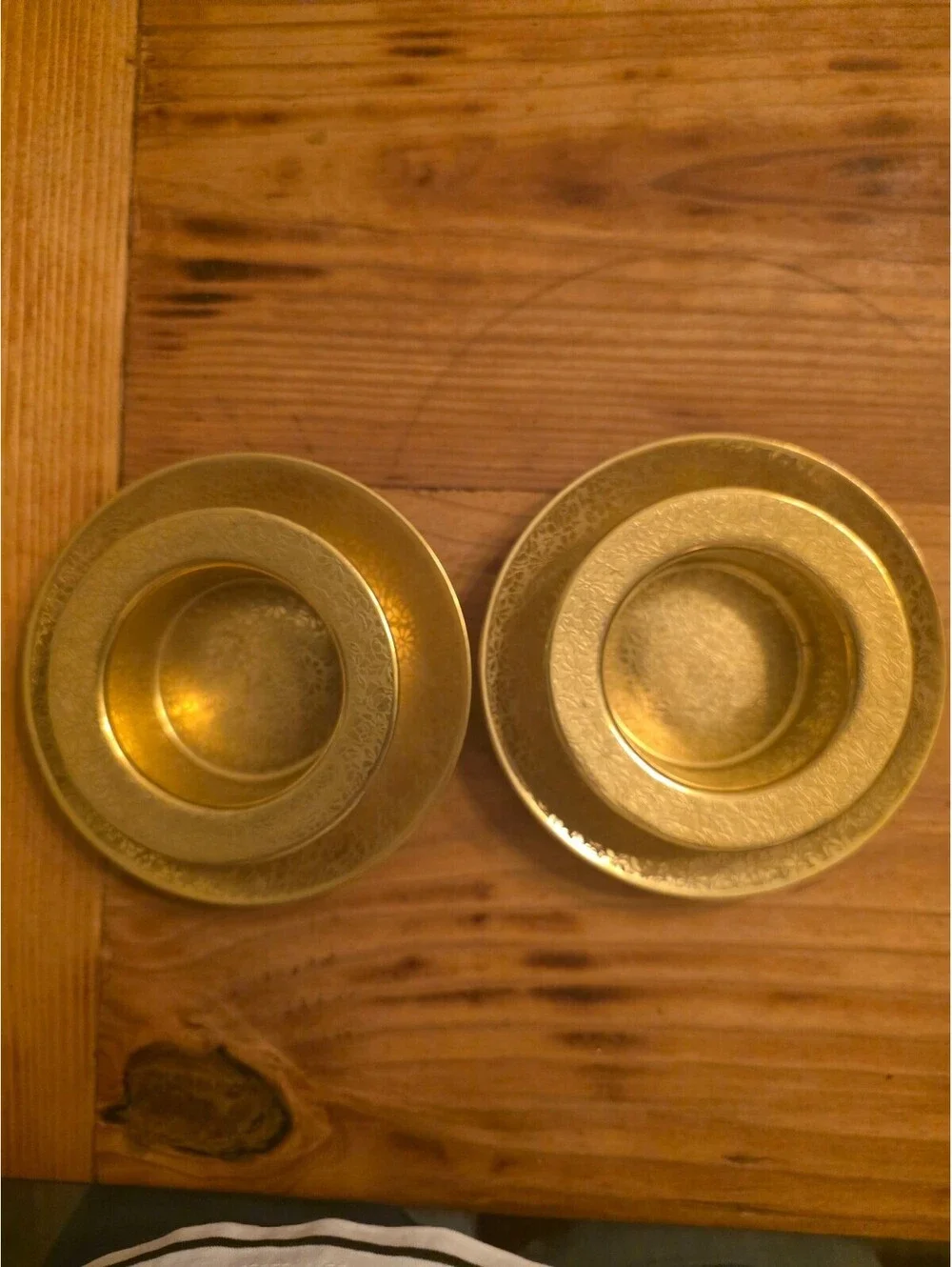 Kutschenreuther Selb Bavaria Gold Floral Porcelain Saucer Plates Set of 2